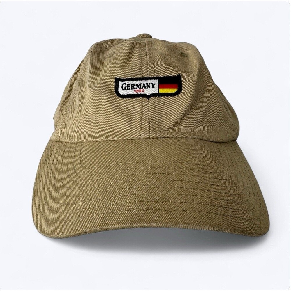 Vtg Walt Disney World Germany Epcot World Showcase Brown Strap Back Hat Adult